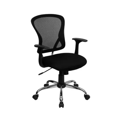 Emma+Oliver Mid-Back Mesh Swivel Task Office Chair With Chrome Base And Arms