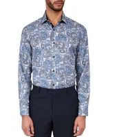 Men's Regular-Fit Non-Iron Paisley Performance Stretch Dress Shirt