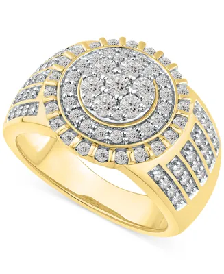 Men's Diamond Halo Cluster Ring (1-1/2 ct. t.w.) in 10k Gold