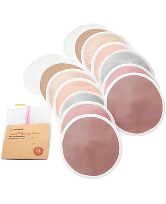 KeaBabies Maternity 14pk Organic Nursing Pads Lite, Washable Breast + Wash Bag, Reusable Nipple