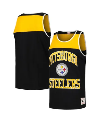 Men's Mitchell & Ness Black and Gold Pittsburgh Steelers Heritage Colorblock Tank Top