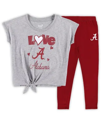 Toddler Boys Heather Gray, Crimson Alabama Tide Forever Love Team T-shirt and Leggings Set