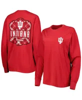 Women's Pressbox Crimson Indiana Hoosiers Valencia Plaid 2-Hit Long Sleeve T-shirt