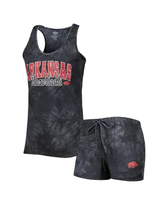 Women's Concepts Sport Charcoal Arkansas Razorbacks Billboard Tie-Dye Tank Top and Shorts Sleep Set