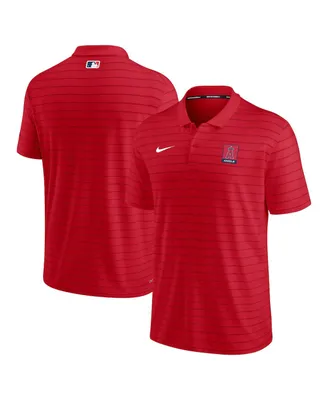 Men's Nike Red Los Angeles Angels Authentic Collection Striped Performance Pique Polo Shirt