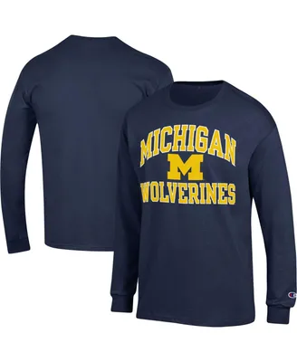 Men's Champion Navy Michigan Wolverines High Motor Long Sleeve T-shirt