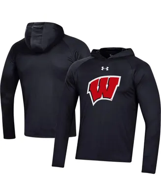 Men's Under Armour Wisconsin Badgers School Logo Raglan Long Sleeve Hoodie Performance T-shirt