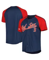 Men's Stitches Navy Boston Red Sox Button-Down Raglan Fashion Jersey