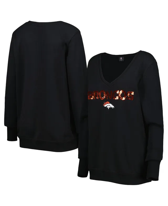 Cuce Black Atlanta Falcons Sequin Logo V-Neck Pullover Sweatshirt