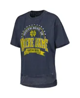 Women's Pressbox Heather Navy Notre Dame Fighting Irish Vintage-Like Wash Captain Poncho T-shirt