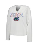 Women's Concepts Sport White Florida Gators Sunray Notch Neck Long Sleeve T-shirt and Shorts Set