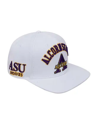 Men's Pro Standard White Alcorn State Braves Arch Over Evergreen Wool Snapback Hat