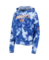 Women's New Era Royal York Knicks Brushed Cotton Tie-Dye Pullover Hoodie