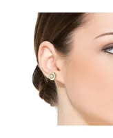 Rachel Glauber 14k Gold Plated with Cubic Zirconia Round Modern Bezel Stud Earrings