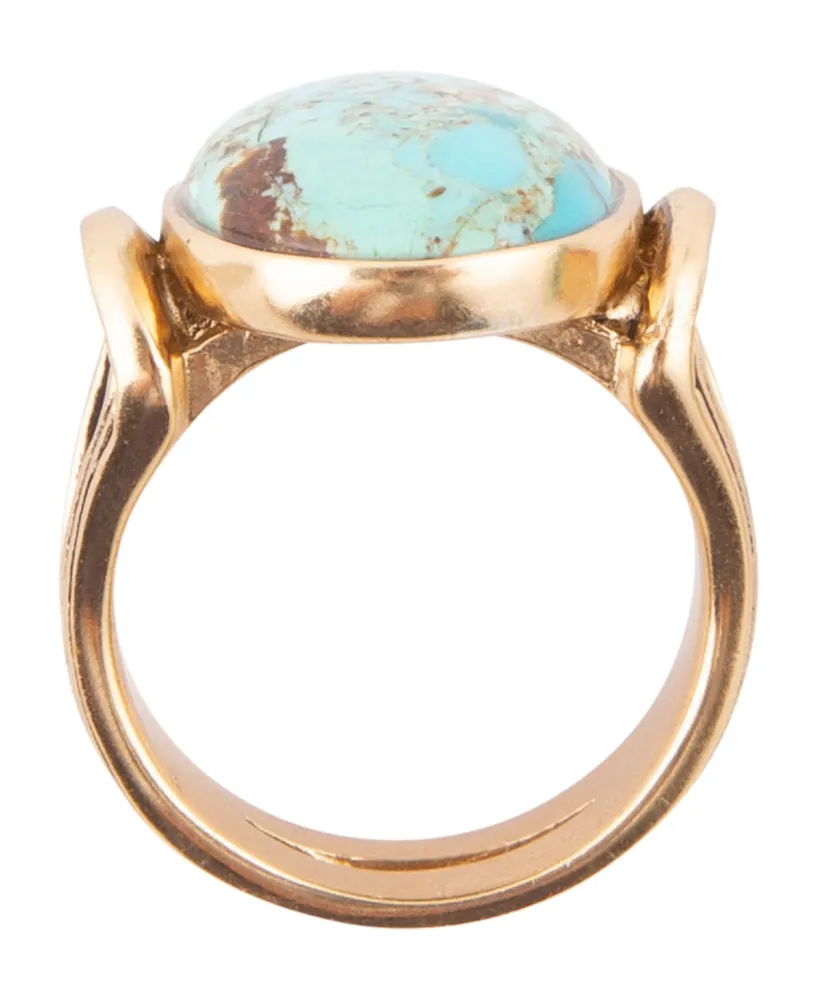 Barse Phoenix Genuine Blue Turquoise Oval Ring
