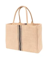 Kaf Home Jute Market Tote Bag with Triple Stripe Print