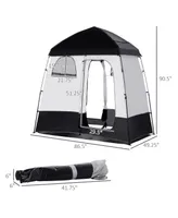 Outsunny Shower Tent, Pop Up Privacy Shelter for Camping, Dressing Changing Room, Portable Instant Outdoor Shower Tent Enclosure w/ 2 Rooms