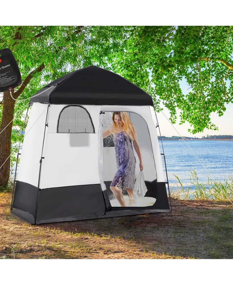 Outsunny Shower Tent, Pop Up Privacy Shelter for Camping, Dressing Changing Room, Portable Instant Outdoor Shower Tent Enclosure w/ 2 Rooms