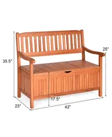 42'' Storage Bench Deck Box Solid Wood Seating Container Tools Toys