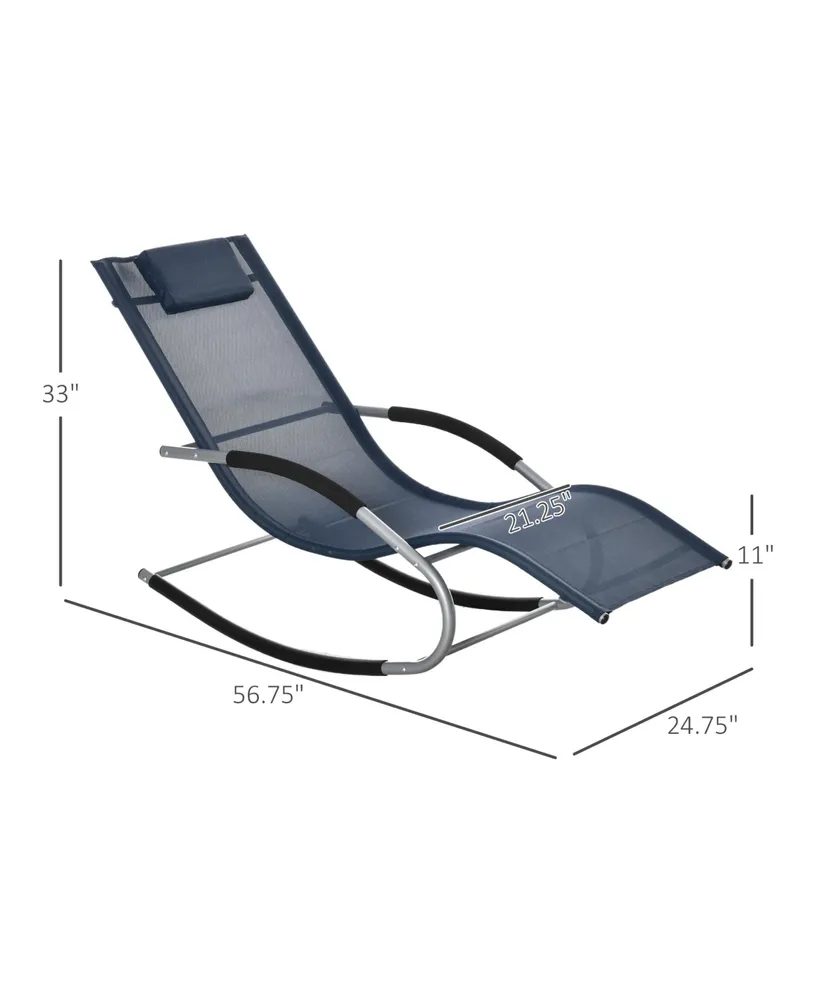Outsunny Zero Gravity Rocking Chair Outdoor Chaise Lounge Chair Recliner Rocker with Detachable Pillow & Durable Weather