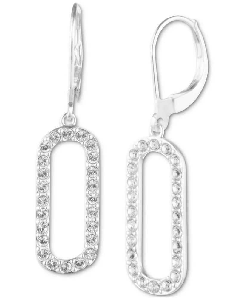 Lauren Ralph Lauren Crystal Pave Link Leverback Drop Earrings in Sterling Silver