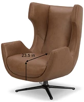 Closeout! Adney 31" Leather Swivel Accent Chair, Created for Macy's