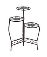Brown Metal Indoor Outdoor 3 Tier Floral Plant Stand