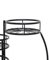 Black Metal Indoor Outdoor 3 Tier Starburst Plant Stand