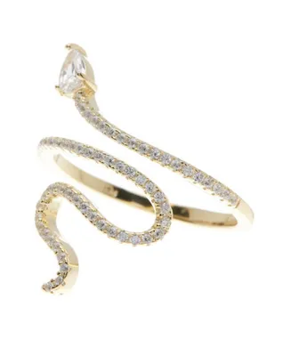 Adornia 14K Gold Plated Crystal Snake Ring