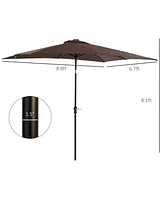 Outsunny 9' x 7' Solar Umbrella, Patio Umbrella with Led