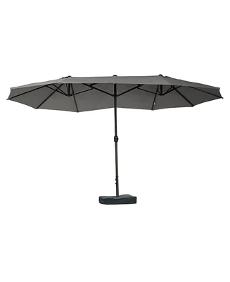 Outsunny 15' Backyard Double-Sided Steel Fabric Market Garden Umbrella Dark