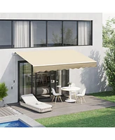 Outsunny 13' x 8' Retractable Awning, Patio Awnings, Sunshade Shelter with Manual Crank Handle