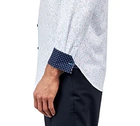 Society of Threads Men's Regular Fit Non-Iron Dot Print Performance Dress Shirt