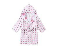 Gots Certified Organic Cotton Muslin Hooded Reversible Bath Robe For Toddler, Enchanted Garden (Size 3-4Y), Girls