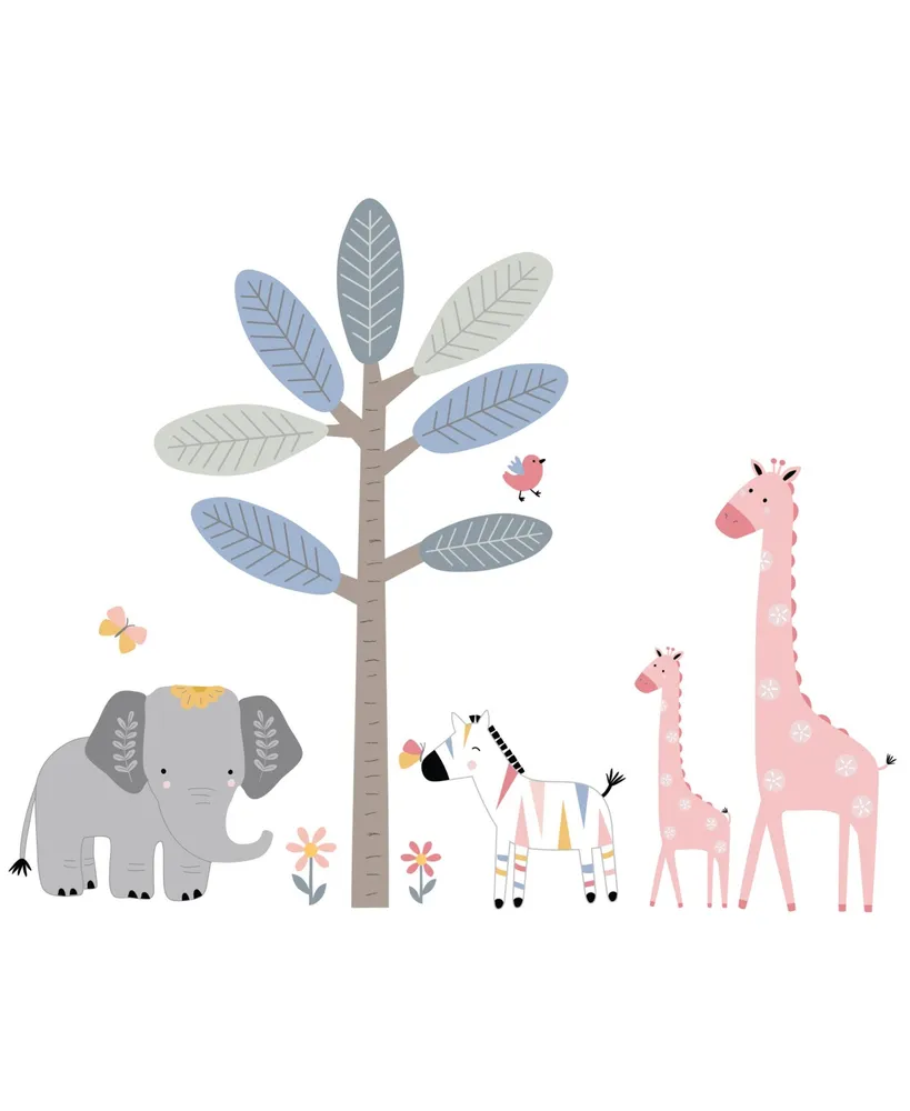 Lambs & Ivy Jazzy Jungle Elephant/Zebra/Giraffe/Tree Wall Decals/Stickers