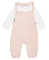 Guess Baby Girls Bodysuit and Knit Cotton Overall, 2 Piece Set