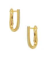 Rachel Glauber 14K Gold Plated "U" Small Hoop Earrings