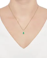 Emerald (3/4 ct. t.w.) & Diamond (1/4 ct. t.w.) 16" Pendant Necklace in 14k Gold