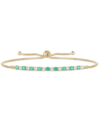 Sapphire (1/2 ct. t.w.) & Diamond (1/20 Bolo Bracelet 14k Gold (Also Available Ruby Emerald)