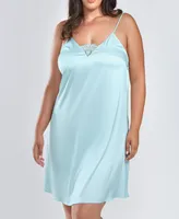 iCollection Plus Emma Chemise Nightgown with Eyelash Lace - Light