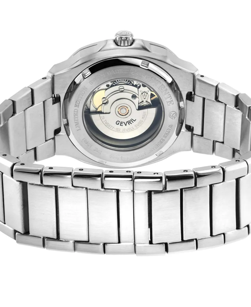 GV2 by Gevril Men's Potente Swiss Automatic Silver-Tone Stainless Steel Watch 40mm