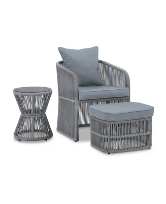 Coast Island Outdoor Chair, Ottoman and Table, Set of 3