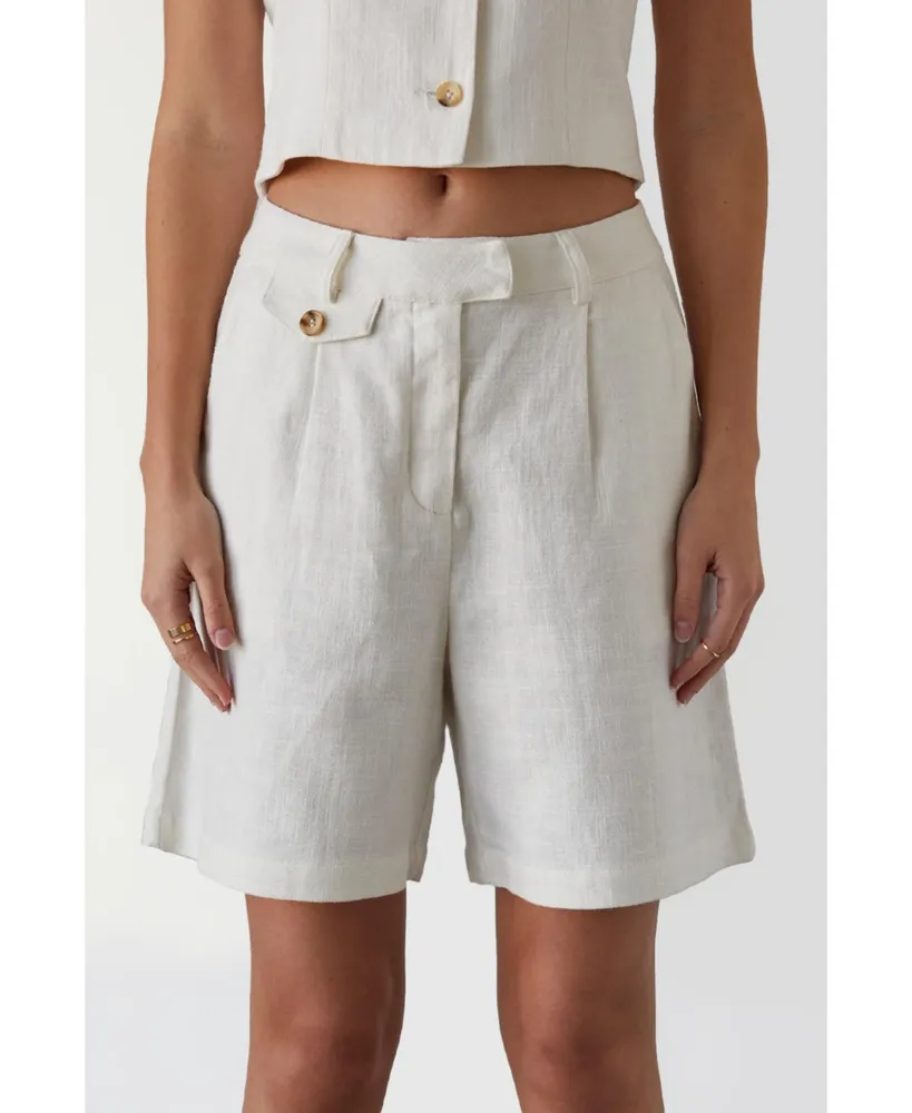 Cotton High-Waisted Bermuda Shorts