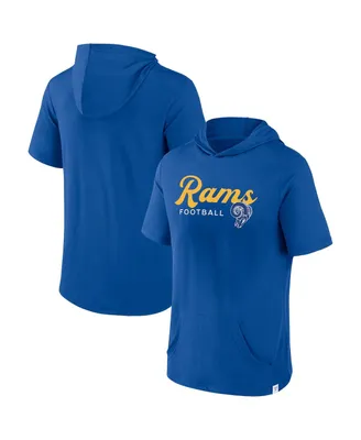 Men's Fanatics Royal Los Angeles Rams Offensive Strategy Short Sleeve Pullover Hoodie