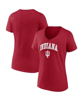 Women's Fanatics Crimson Indiana Hoosiers Evergreen Campus V-Neck T-shirt