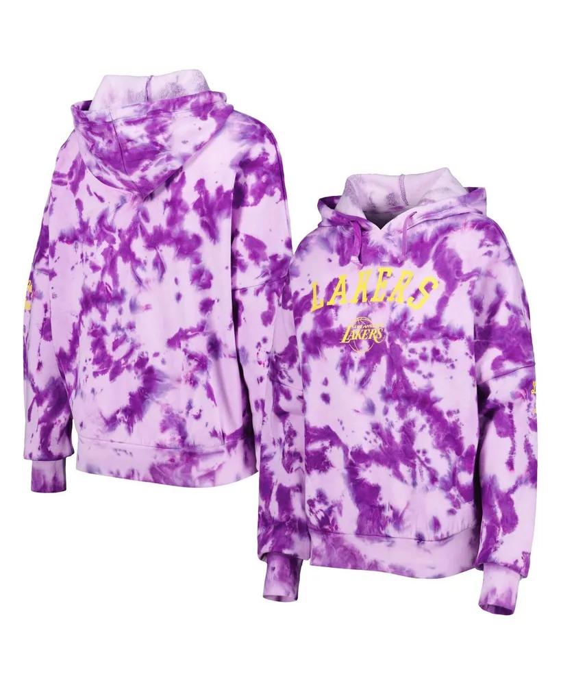 Women's New Era Purple Los Angeles Lakers Brushed Cotton Tie-Dye Pullover Hoodie