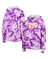 Women's New Era Purple Los Angeles Lakers Brushed Cotton Tie-Dye Pullover Hoodie