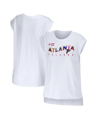 Women's Wear by Erin Andrews White Atlanta Falcons Greetings From Muscle T-shirt