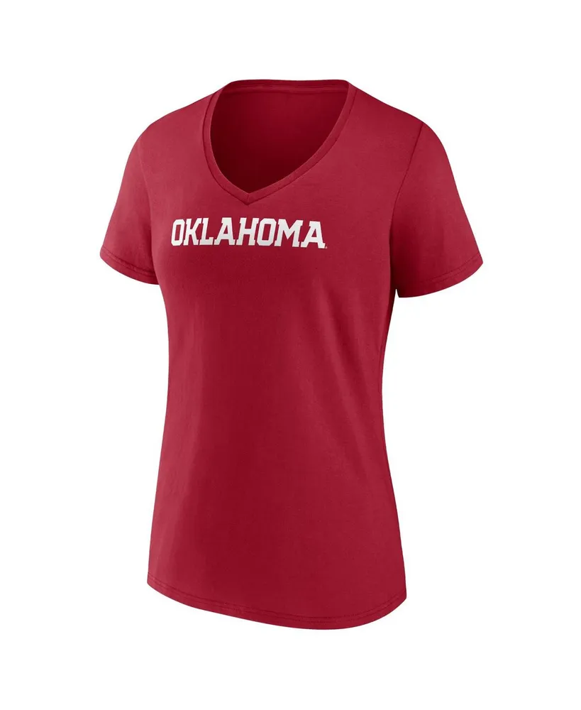 Women's Fanatics Crimson Oklahoma Sooners Basic Arch V-Neck T-shirt