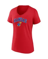 Women's Fanatics Kansas Jayhawks Evergreen Campus V-Neck T-shirt